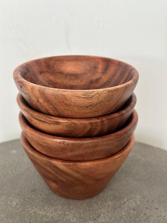 Teak Wood Small Serving Bowls - Set of 2 or 4