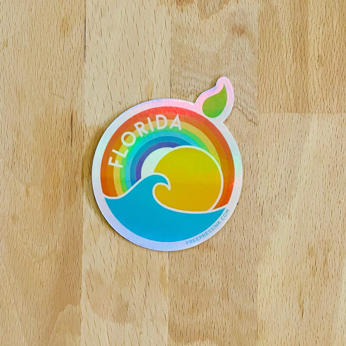 Rainbow Sunshine State // Holographic Sticker