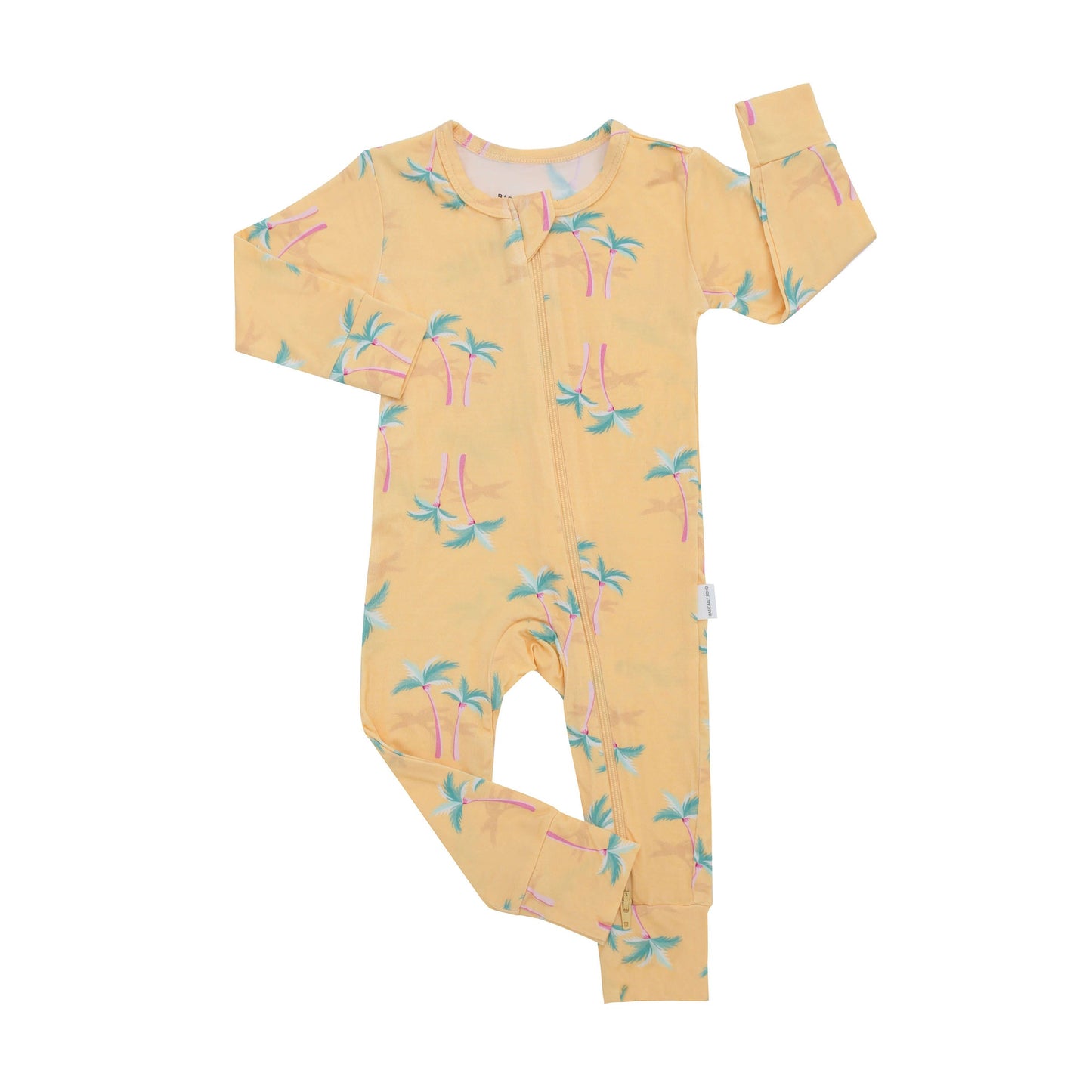 Palm Tree Yellow Zippered Romper