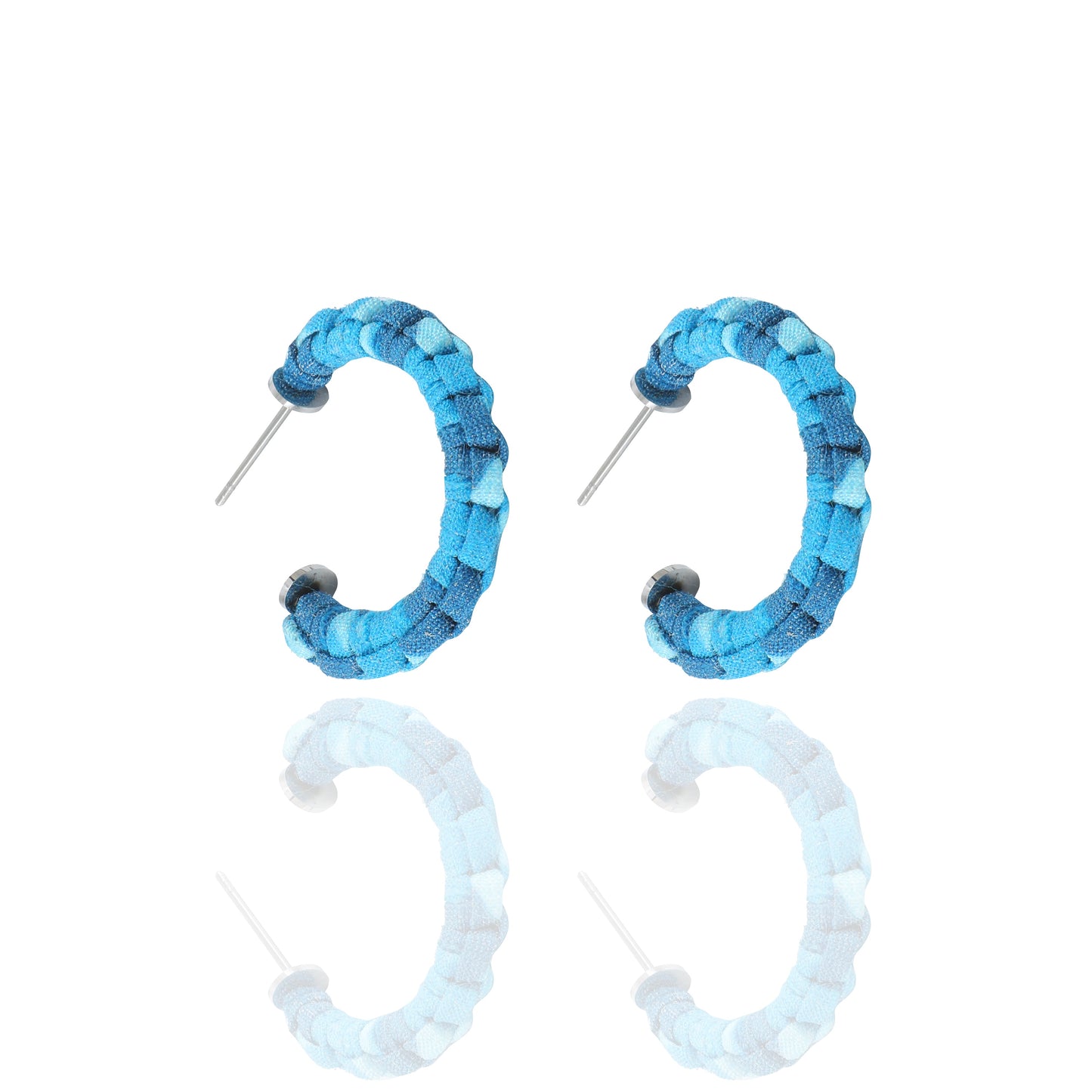 Ocean Braided Silk Petite Hoop Earrings