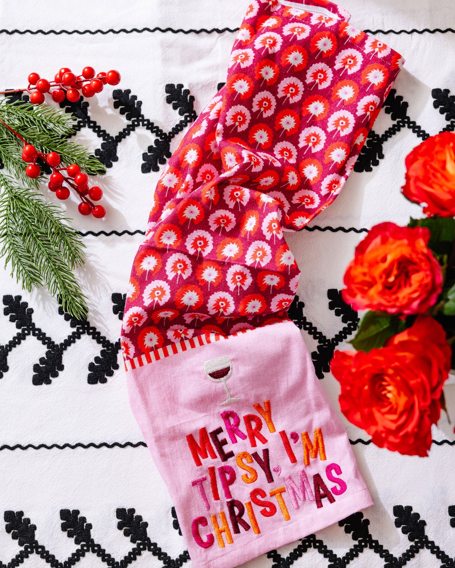 Merry Tipsy Dish Towel