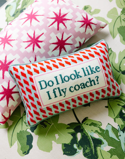 Fly Coach Needlepoint Pillow