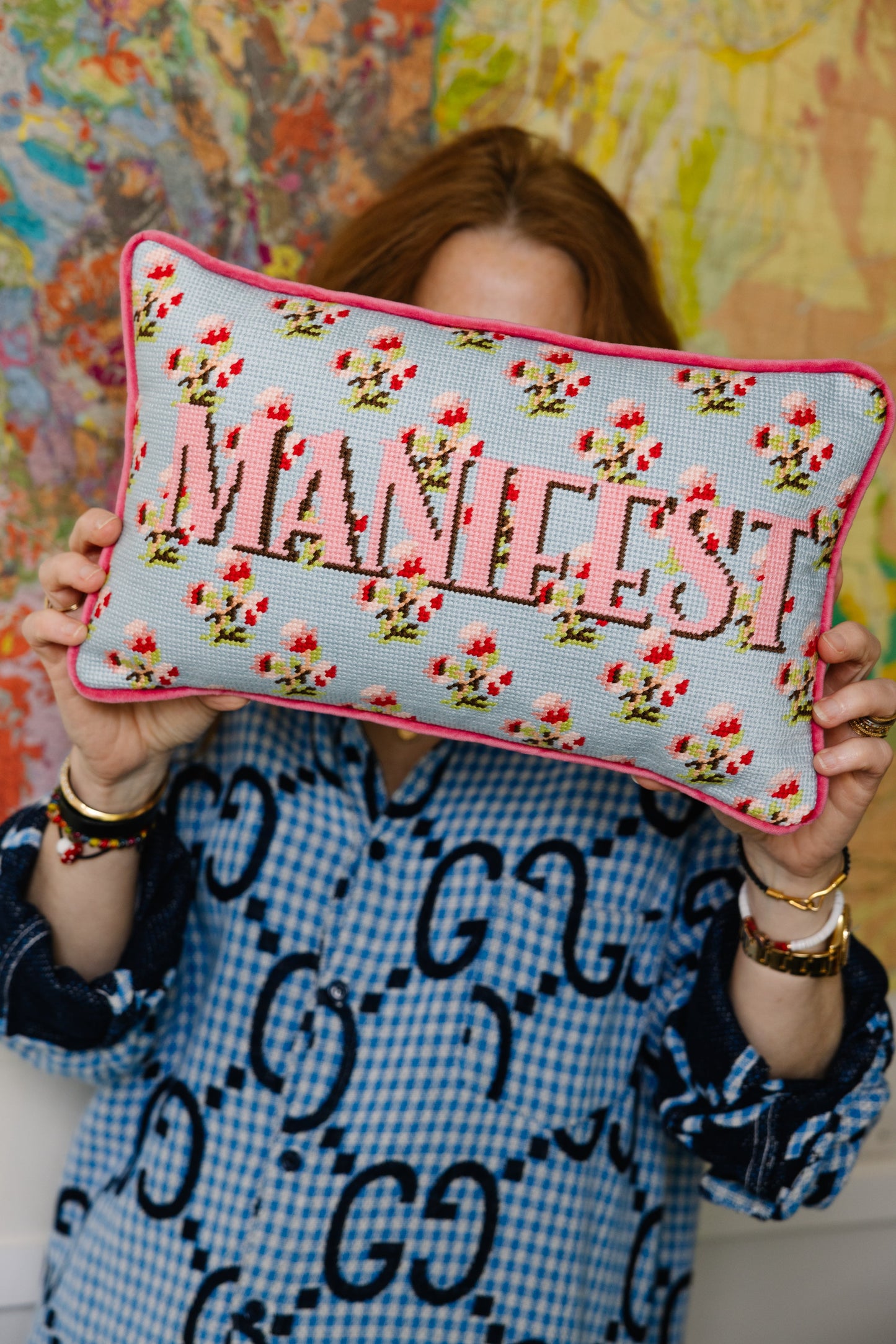 Manifest Needlepoint Pillow