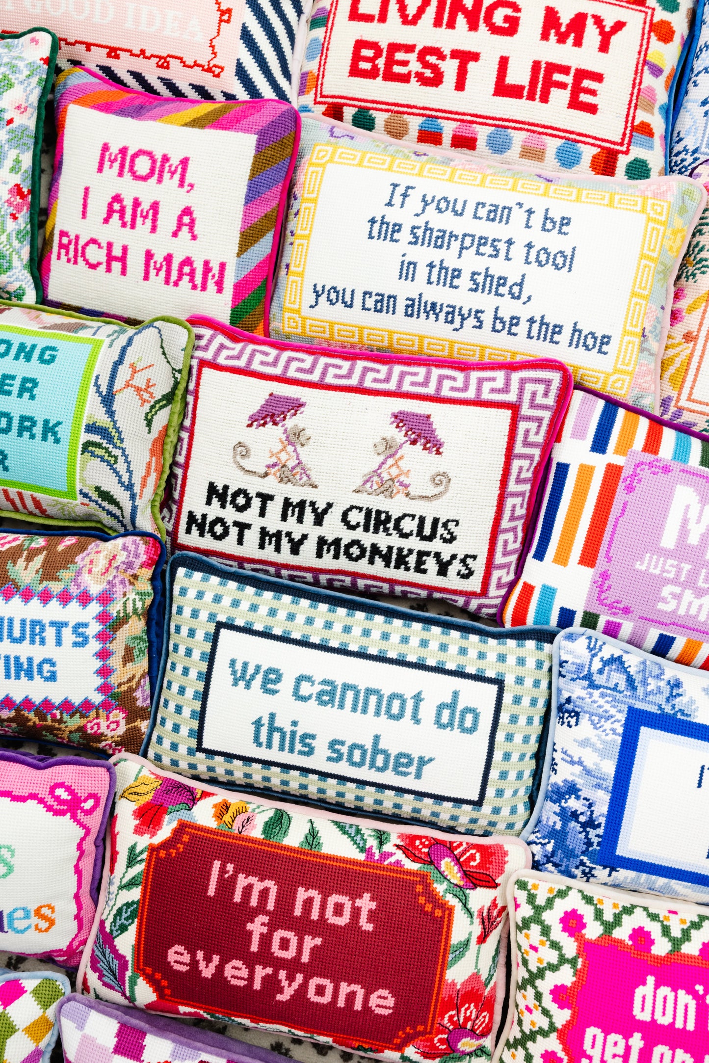 Not My Circus Needlepoint Pillow
