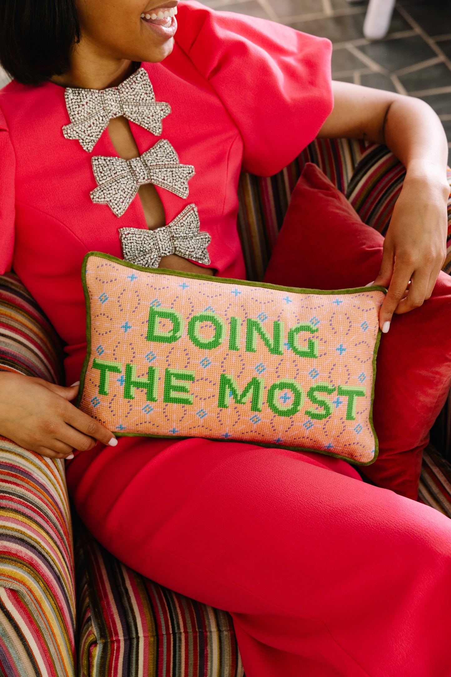 Doing the Most Needlepoint Pillow