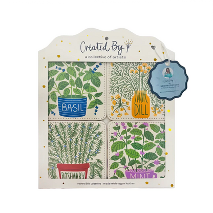 Homegrown Herbs Coasters, Set of 4