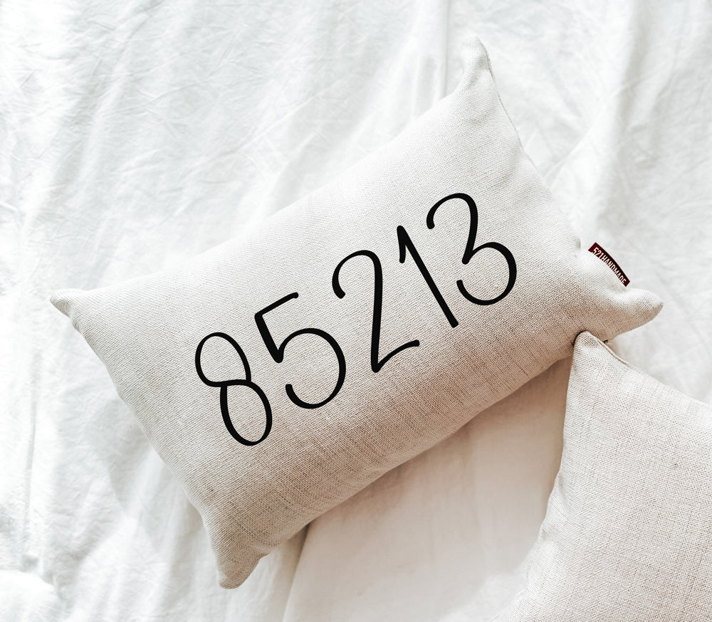 Home State Zip Code Pillow - Double Sided Print