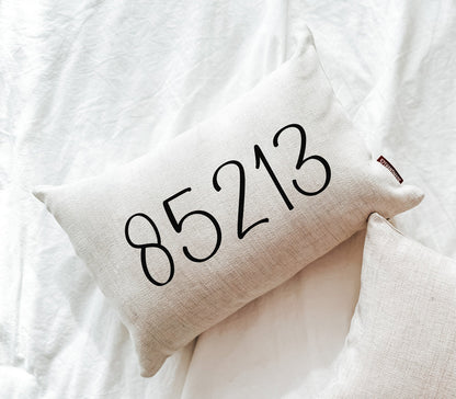 Home State Zip Code Pillow - Double Sided Print