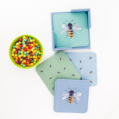 Bee Happy Coasters, Set of 4