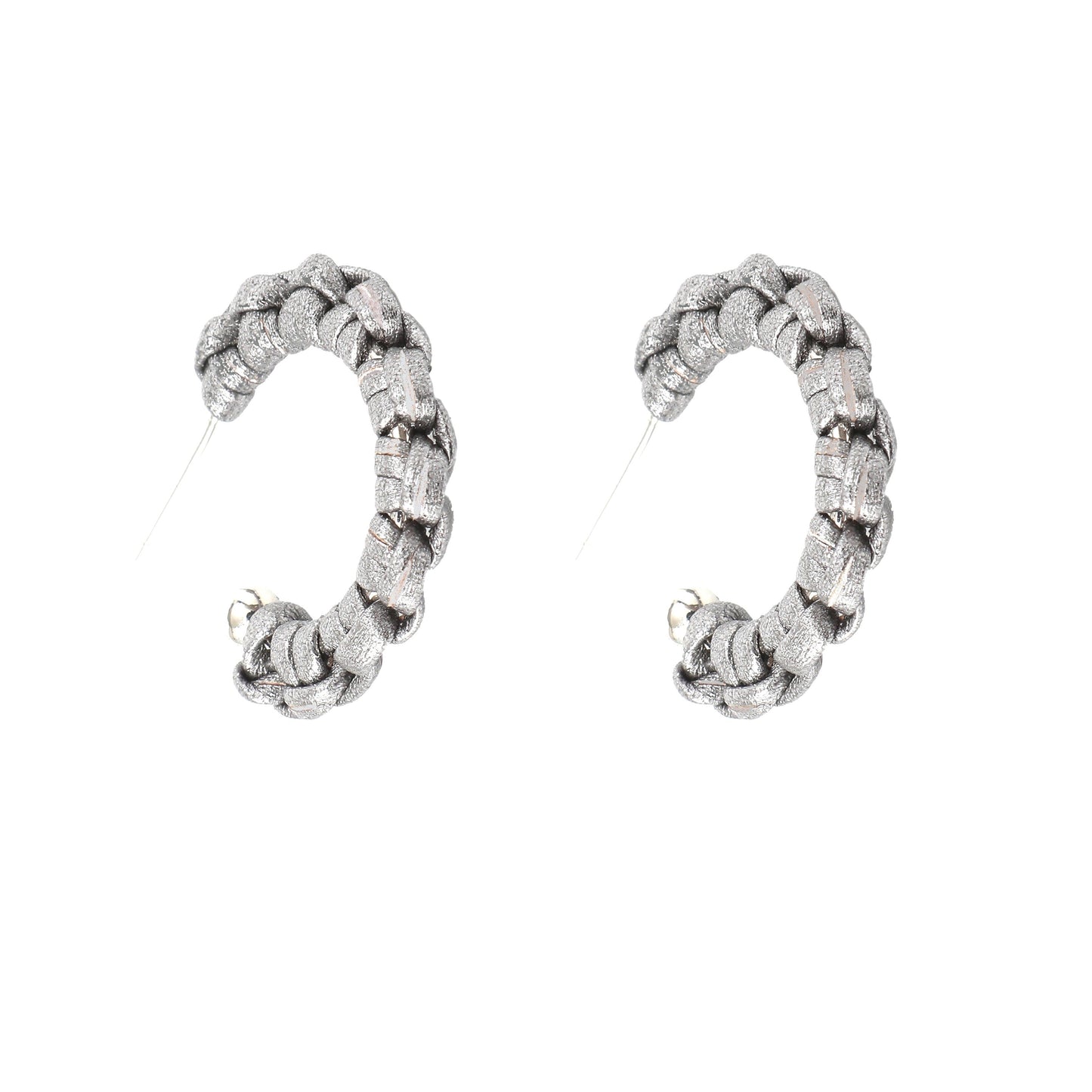 Silver PETITE Braided Hoop Earrings