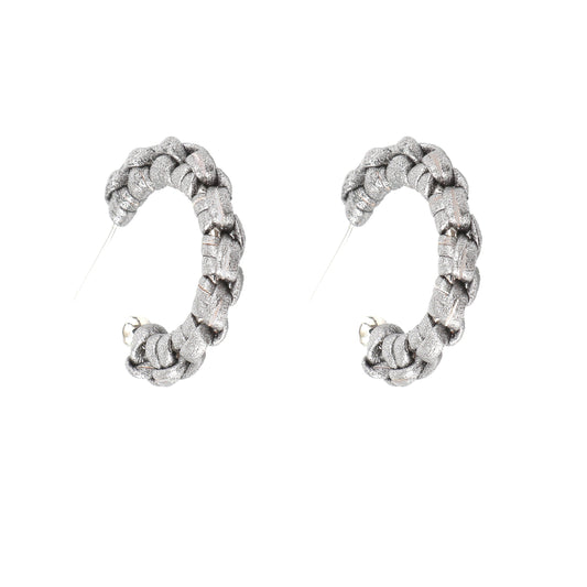 Silver PETITE Braided Hoop Earrings
