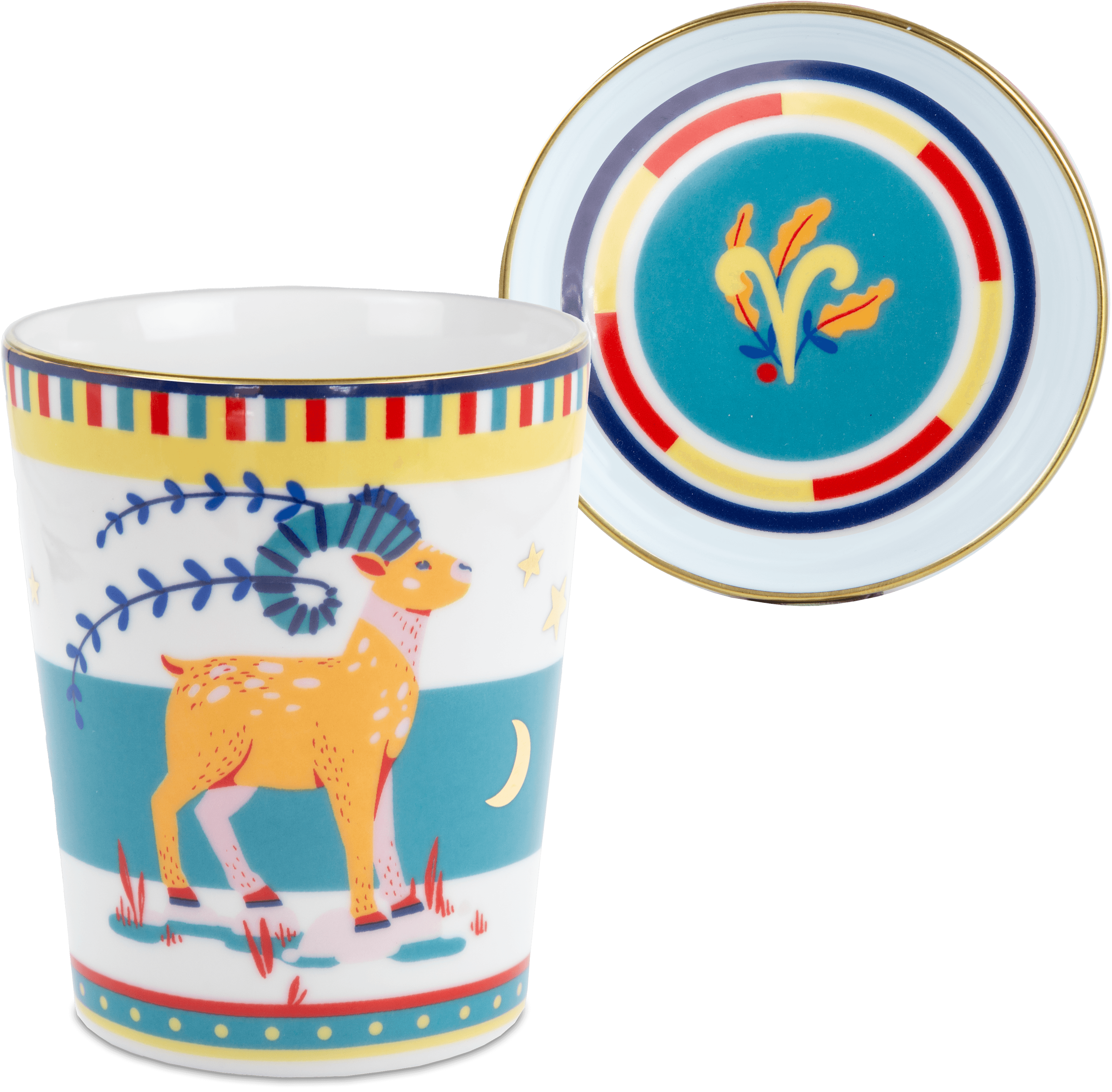 Aries Porcelain Tumbler with Saucer
