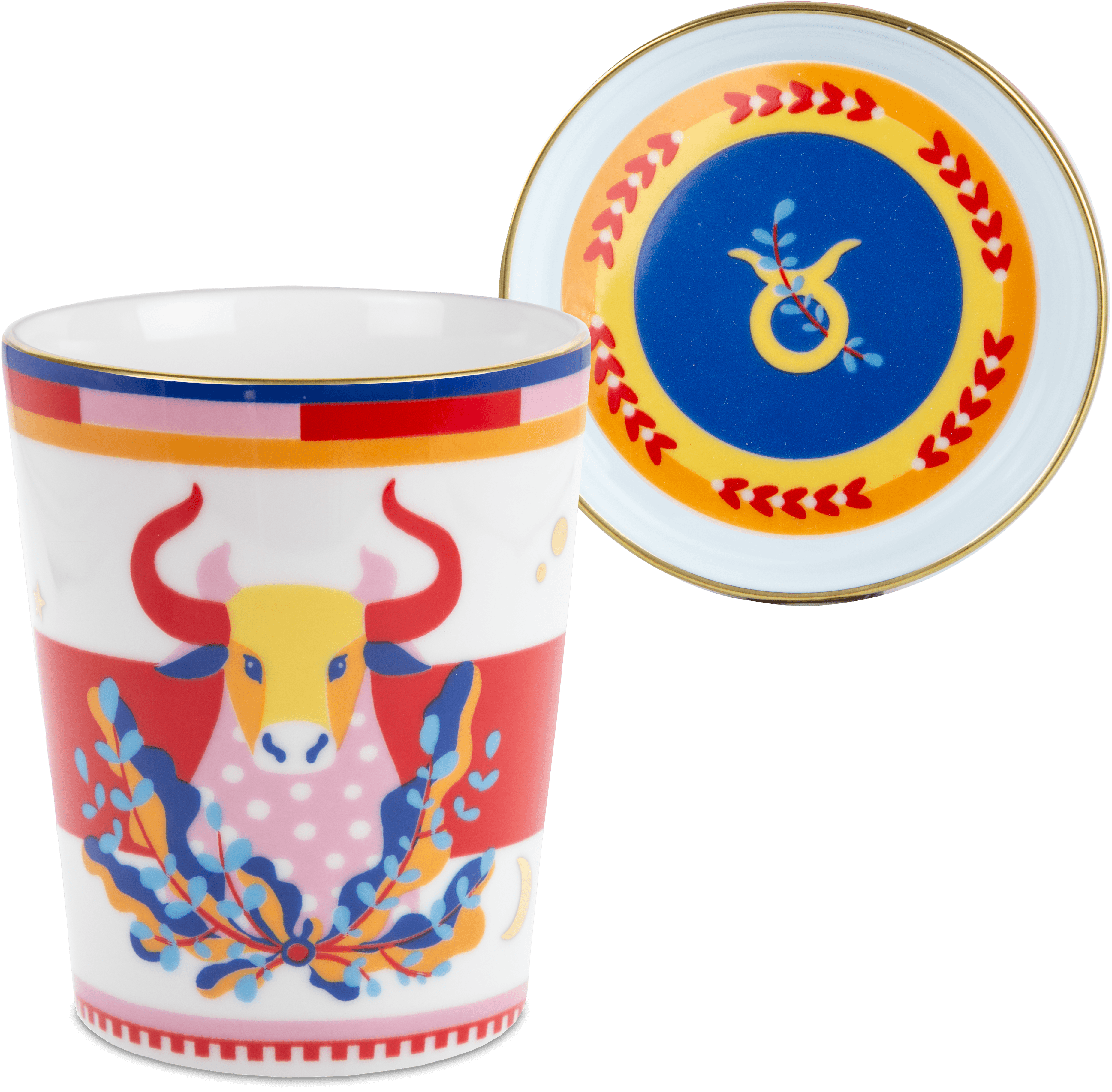 Taurus Porcelain Tumbler with Saucer
