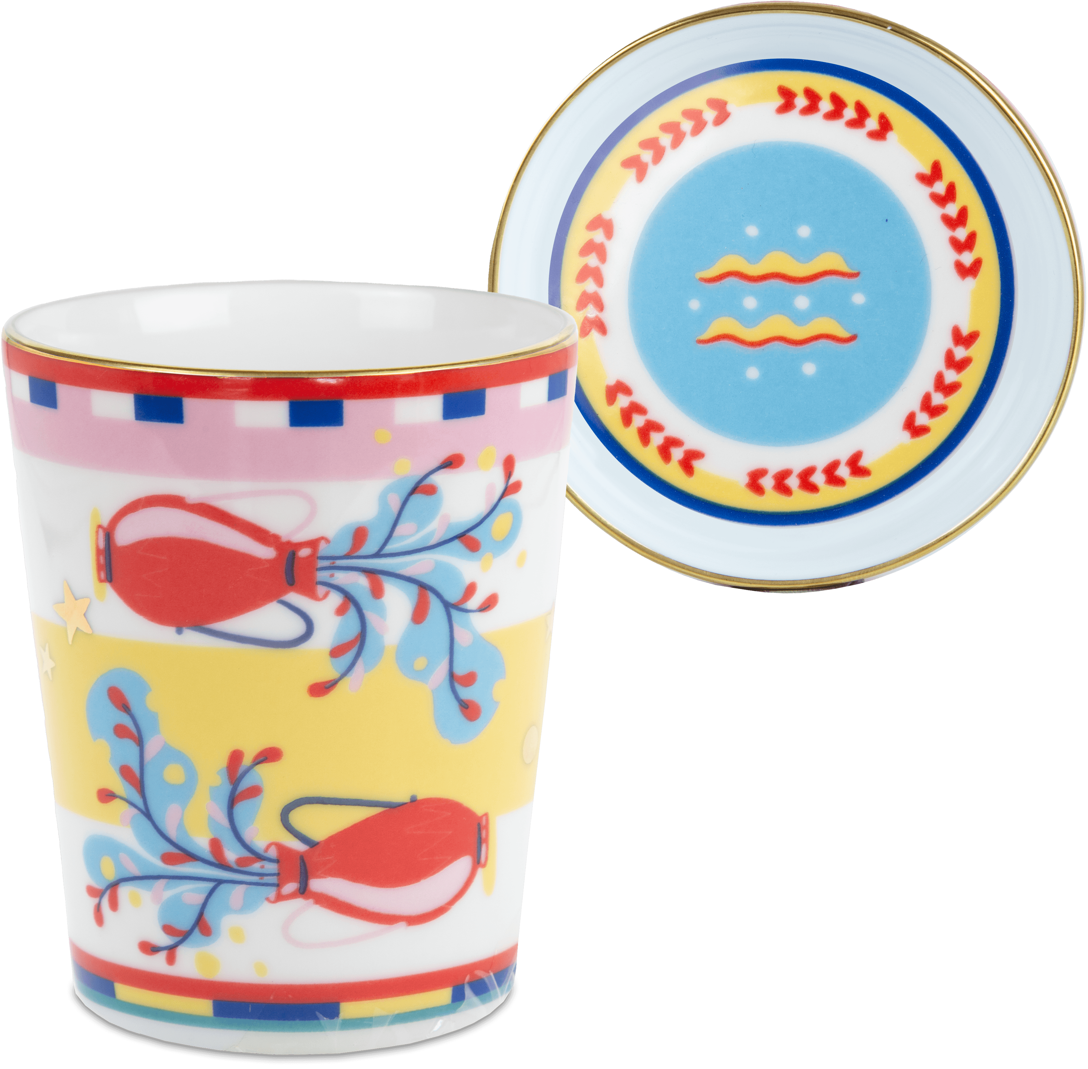 Aquarius Porcelain Tumbler with Saucer