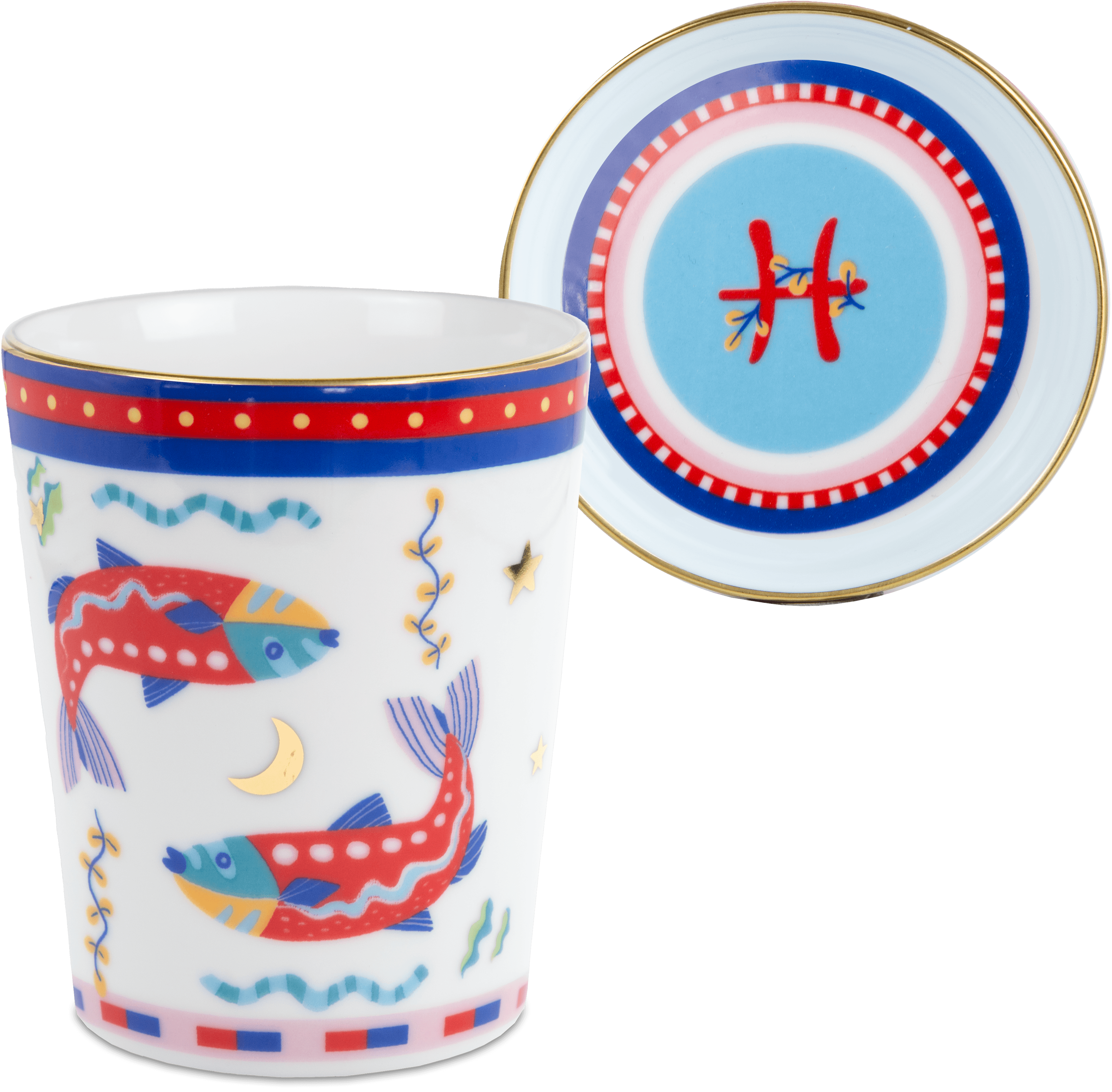 Pisces Porcelain Tumbler with Saucer