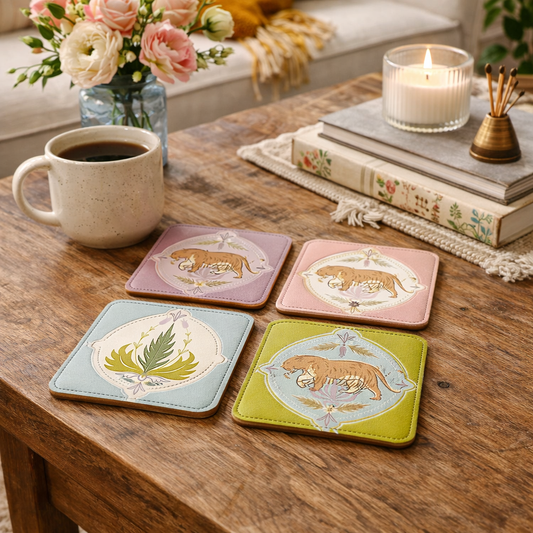 Moon Tiger Coasters, Set of 4