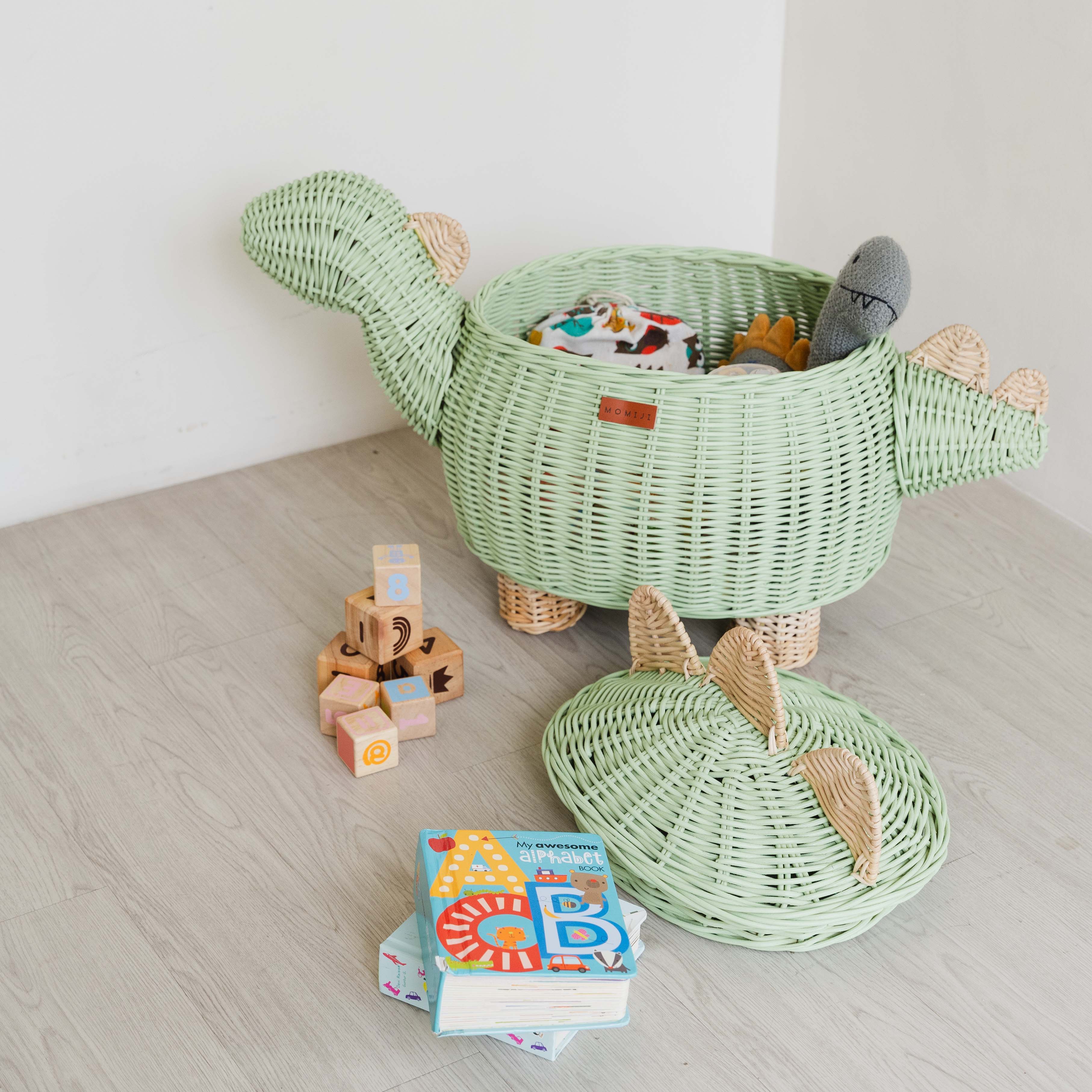 Dinosaur Storage Basket - Mint Green