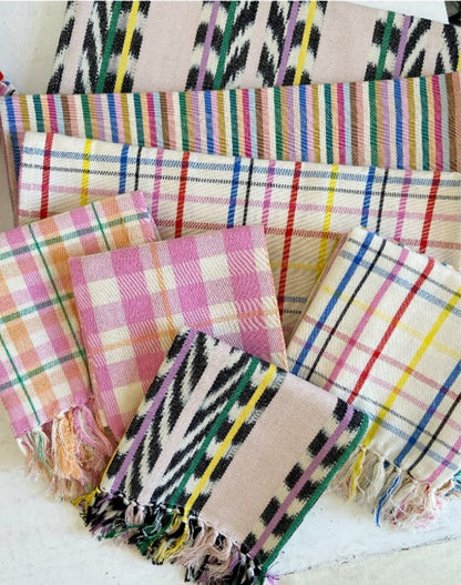 Abigail Plaid Kitchen Towel in Bubblegum and Peach