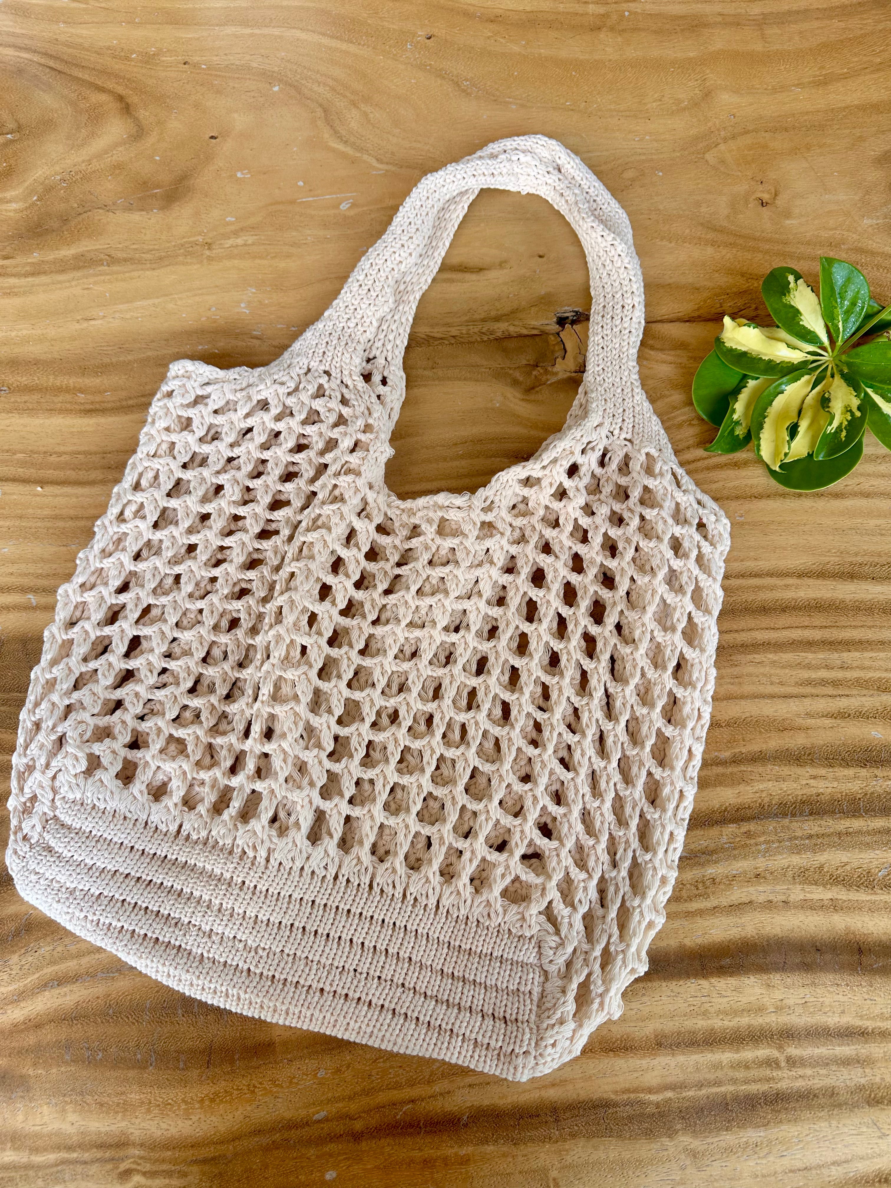 Cream Knitted Beach Bag