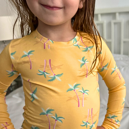 Palm Tree Yellow Two-Piece Set