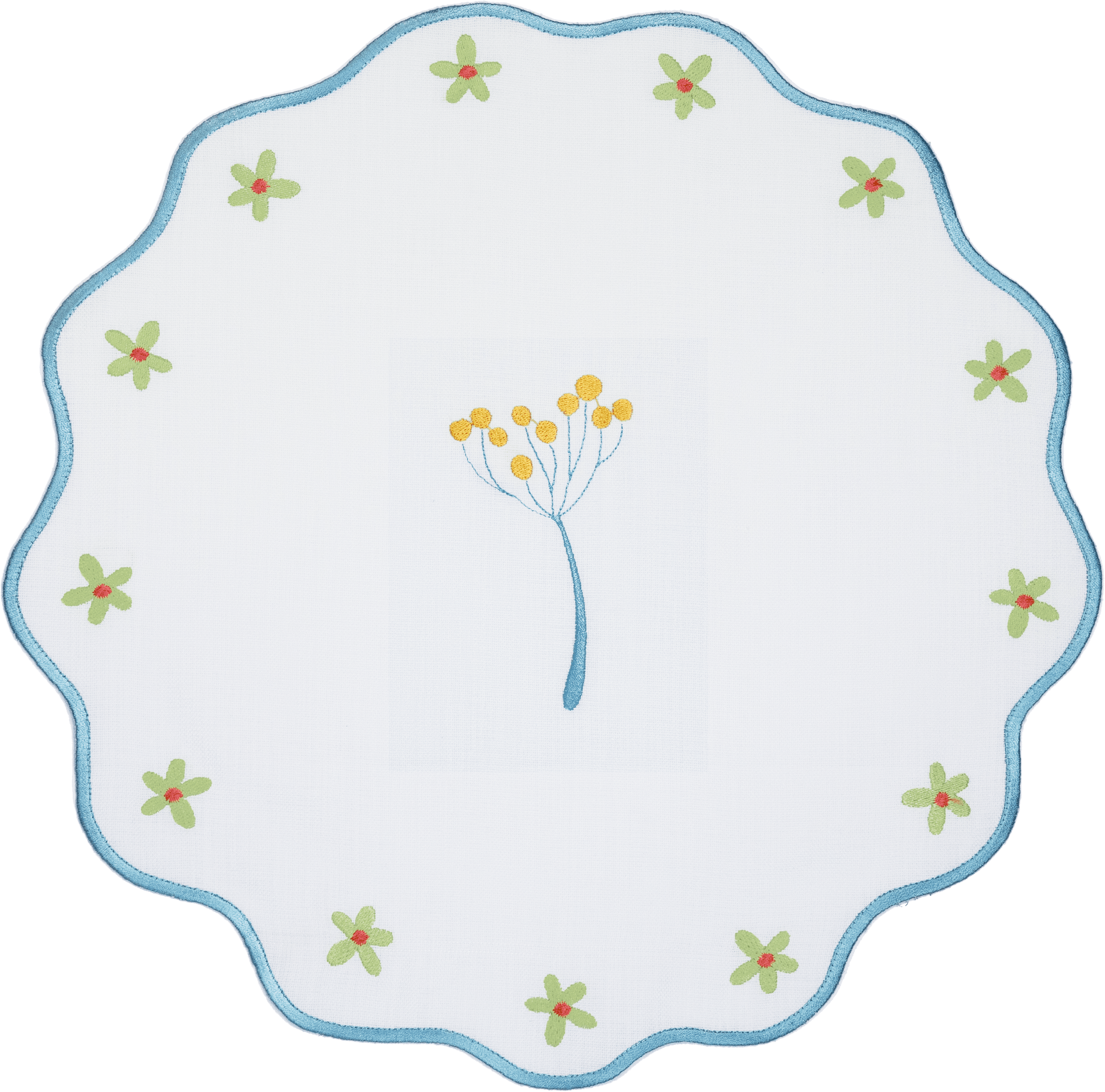 Round Embroidered Placemat- Petit Fleur Design