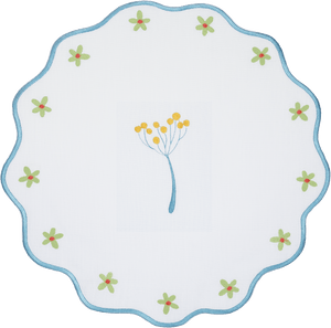 Round Embroidered Placemat- Petit Fleur Design