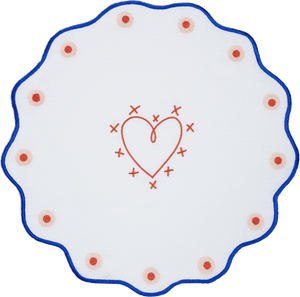 Round Embroidered Placemat - Heart Design