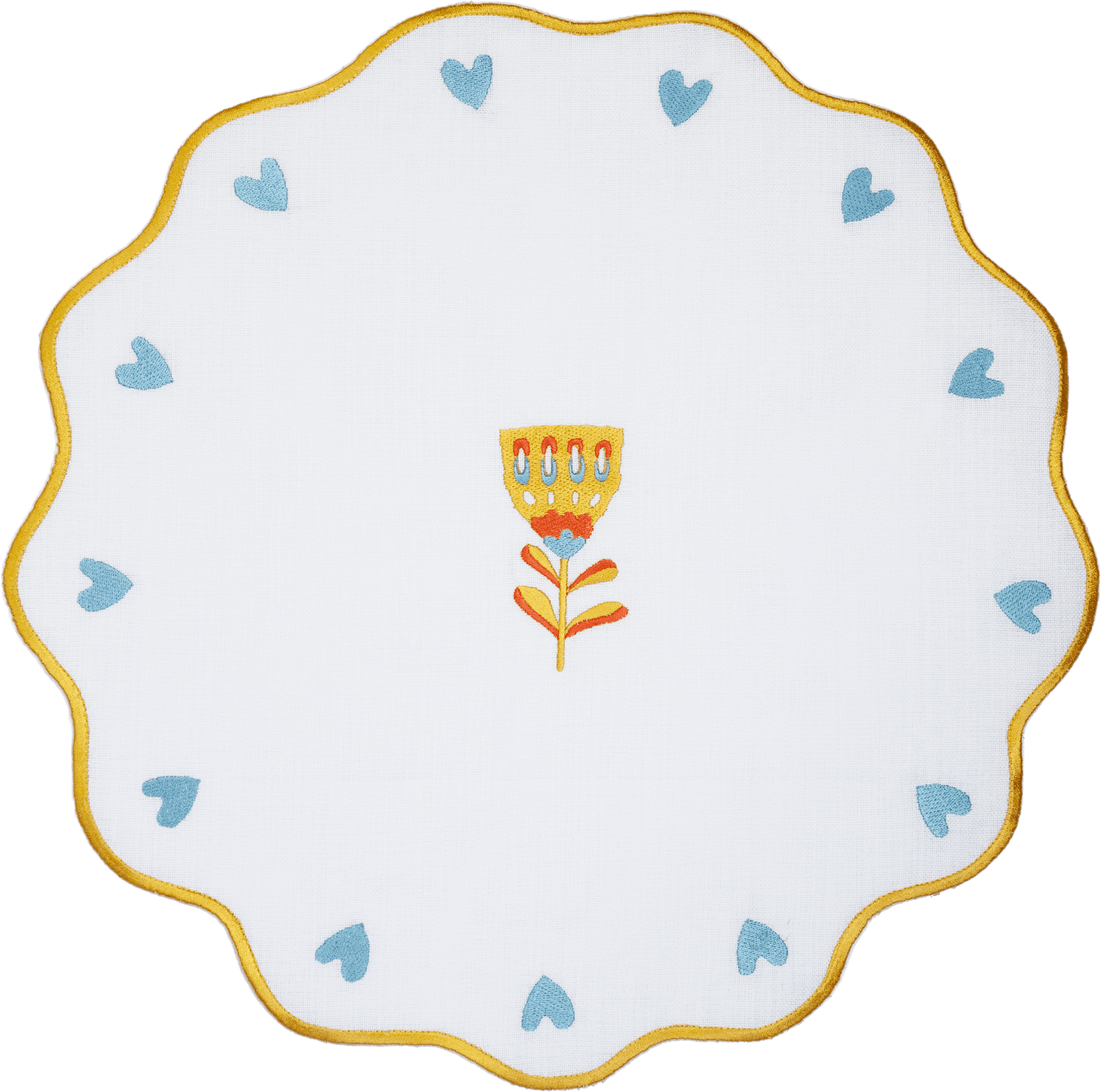 Round Embroidered Placemat- Flower Design