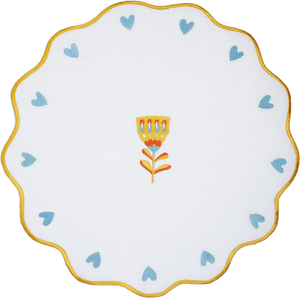 Round Embroidered Placemat- Flower Design