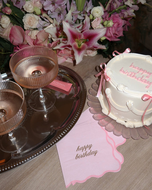 Happy Birthday Cocktail Napkins - Pink & Gold