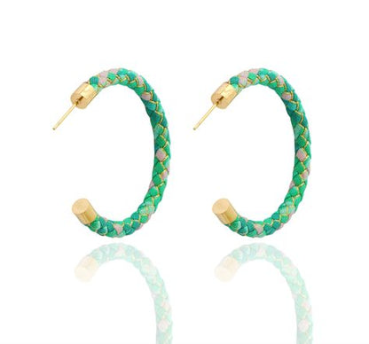 Lucky Jade Braided Silk Hoop Earrings