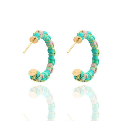 Lucky Jade Braided Silk Petite Hoop Earrings