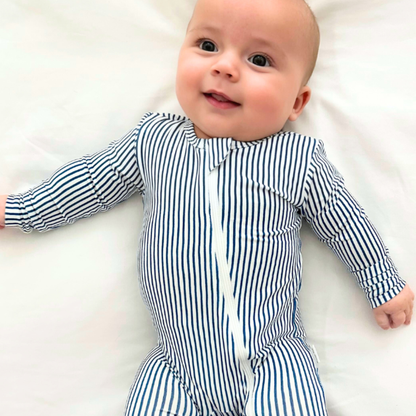 Cabana Stripe Zippered Romper