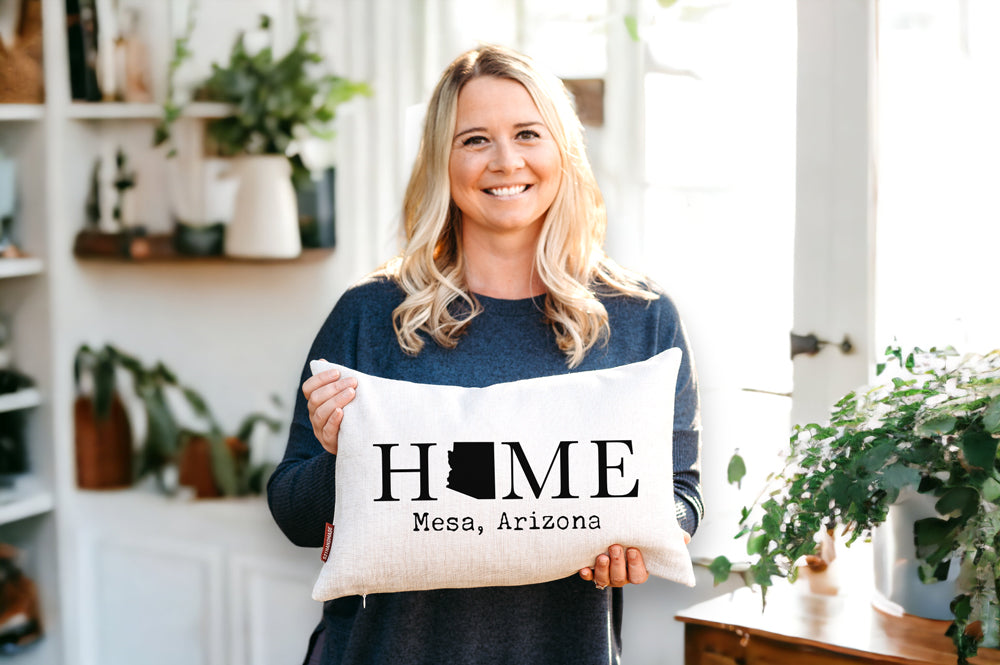 Home State Zip Code Pillow - Double Sided Print