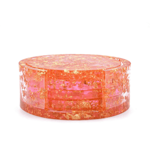 PINK GOLD LEAF COASTER SET