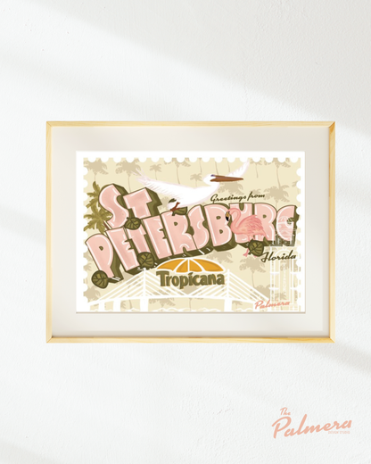 St. Pete Florida Art Print | Vintage St. Petersburg Tropical Wall Art & Souvenir