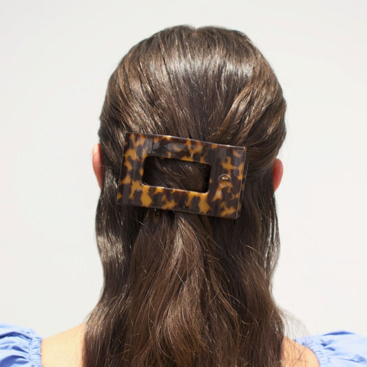 Tortoise Medium Flat Rectangle Hair Clip